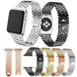 2019 Новая мода Сеть Ремешок для iWatch металлическая рыба шкала из нержавеющей стали Apple Watch Band 38 мм 40 мм 42 мм 44 мм