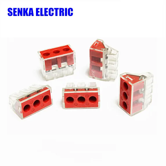 

50pcs 3-pin wago type PCT-103D compact push wire connector conductor terminal block for 0.75~6mm cable