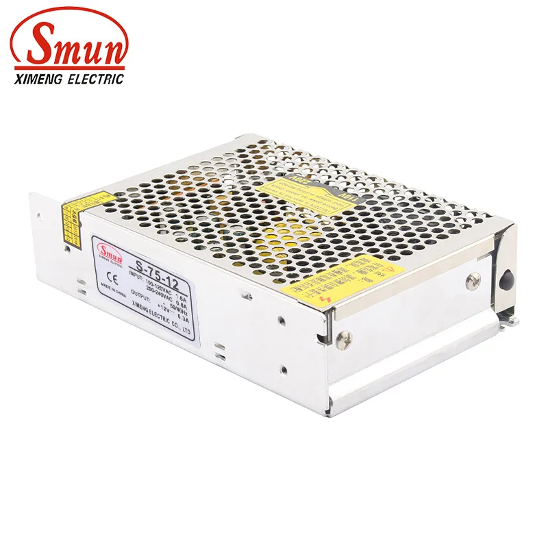 

SMUN S-75-12 110V/220VAC to 75W 12VDC 6.3A Single Output Switched Mode Power Supply