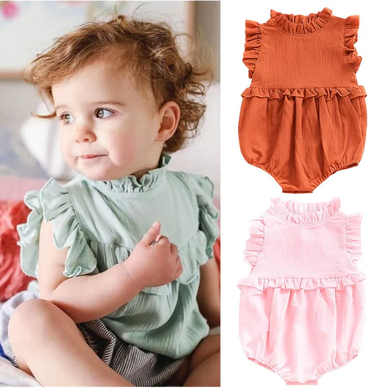

Orangemom 2019 girl baby clothing Newborn Baby Girls Sleeveless Ruffles Jumpsuit Clothes Outfits Summer bodysuit 0-3 infant