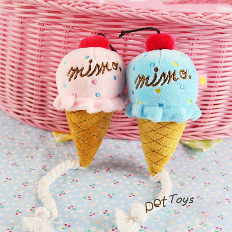 Милые плюшевые питомцы Icecream собака жевательные пищащие игрушки розовый/синий
