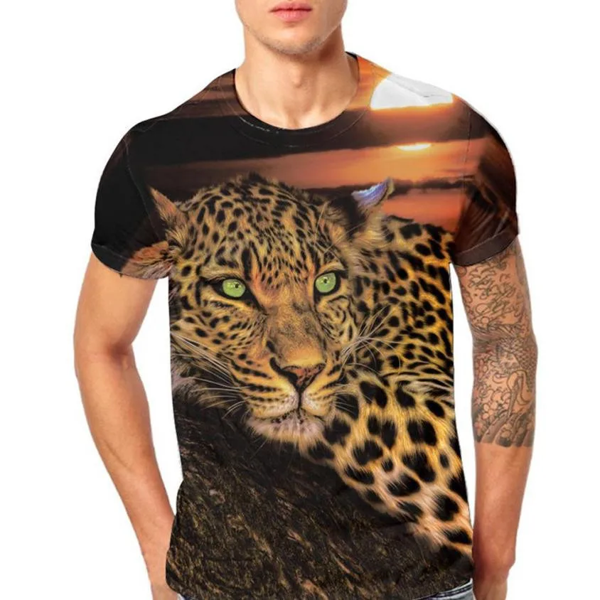 2018 New Hot Mens Cheetah 3D Printing Tees Shirt Short Sleeve T-Shirt Blouse Tops For Male Wholesale Drop Shipping | Мужская одежда