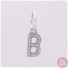 Dazzing трендовые подвески буквы «В» с прозрачными CZ DIY Fit PANDORA Подвески Серебро 925 для женщин ювелирные изделия делая LW350B