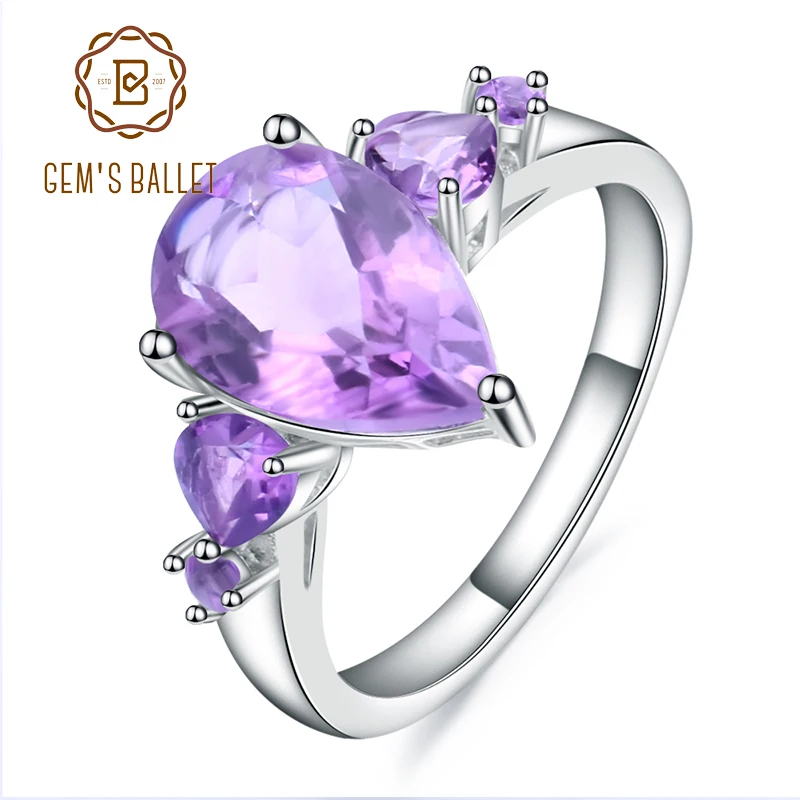 

Gem's Ballet 3.63Ct Natural Amethyst Gemstone Engagement Ring For Women 925 Sterling Silver Antique Style Ring Fine Jewelry