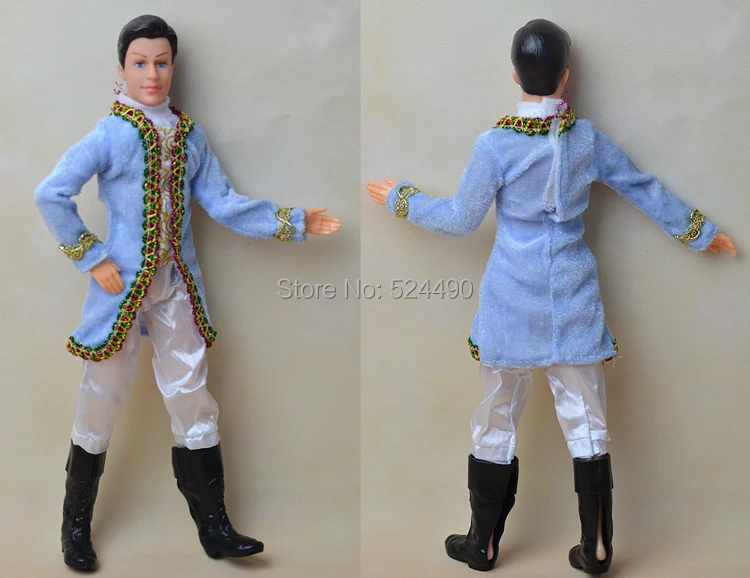 

Ken Doll + Clothing Set + Shoes / with 12 joint Flexible / with Blue Formal Dress White Pant / for Barbie Boy Bridegroom Doll