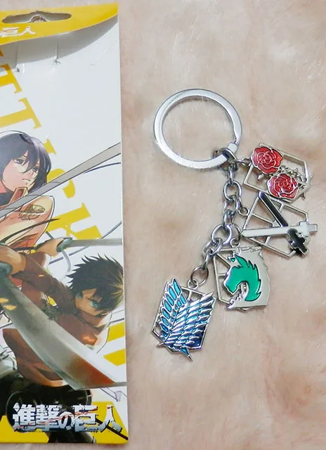 

wholesale Japanese Anime Attack on Titan Eren Rivaille Metal Keychains Stainless Steel necklace Pendants accessories