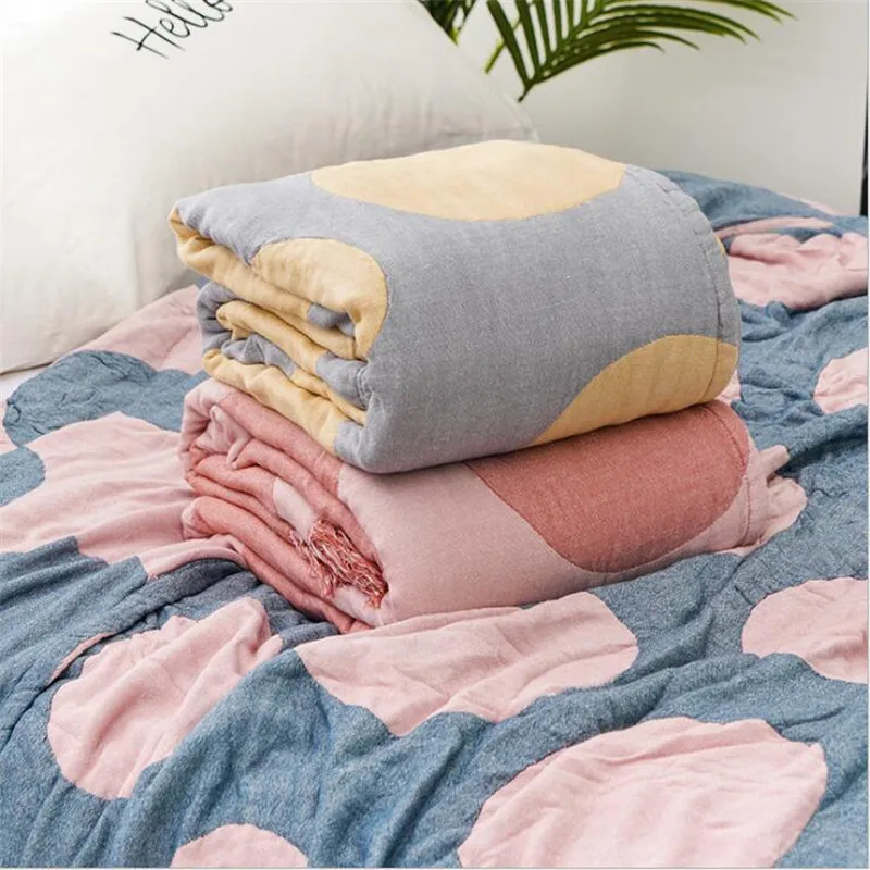 4 слоя бамбуковое Хлопковое трикотажное одеяло кровати/диван/путешествия летнее дышащее одеяло покрывала плед s 150*200/200*230 см