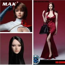 SDH002 1/6 Scale Asia Female Brown Curls black straight short Hair Head Sculpt Long Curls Hair Fit for 12 inches Femal body aisi hair t27613 6 inches