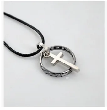 

Cross Classic Simple Cross Necklaces & Pendants Titanium Steel Black Color for Female and Male