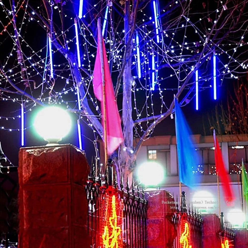 Led 30 cm 50 cm Meteor árbol de Navidad Garland Luces Navidad decorativas de Navidad al aire libre Luces de hadas de cuerdas