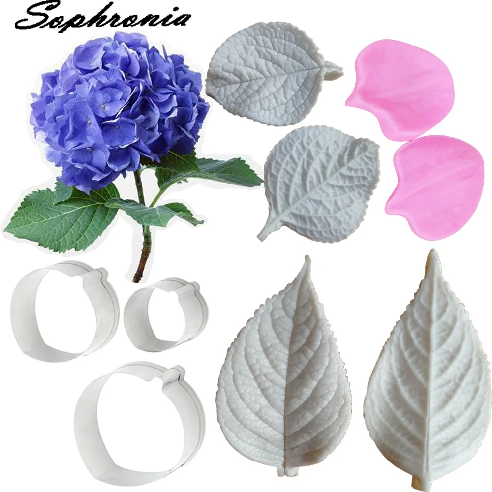 

Hydrangea Flower Petal Veiner &Cutter Silicone Mold Fondant Mould Cake Decorating Tools Chocolate Gumpaste,Sugarcraft Mold CS251