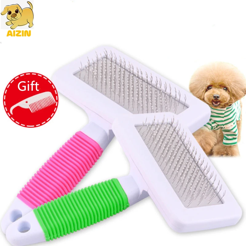 

Non-slip Dog Grooming Comb Stainless Steel For Hair Fur Cleaning Dog Cat Use Combs Tool Soft Handle Pets Supplier Accessories