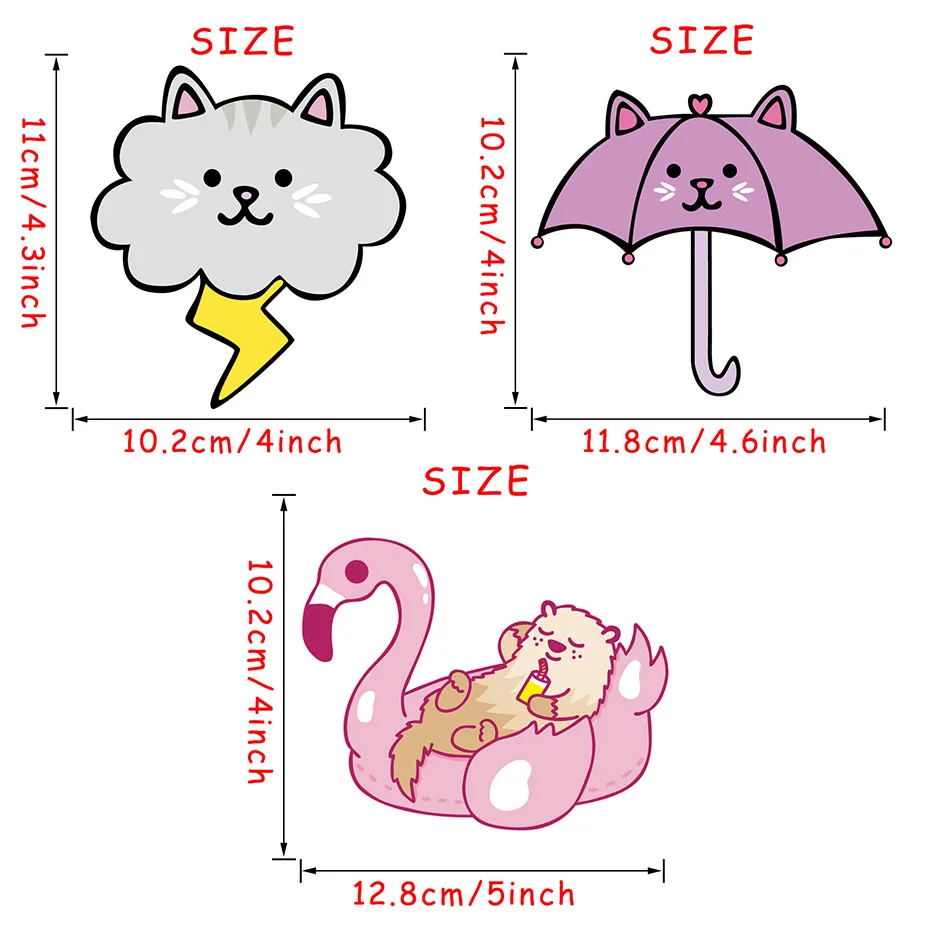 

Colorful Cloud Cat Umbrella Flamingo Wall Art Stickers For Kids Rooms Car Bumper Laptop Decal Removable Waterproof Wallpaper