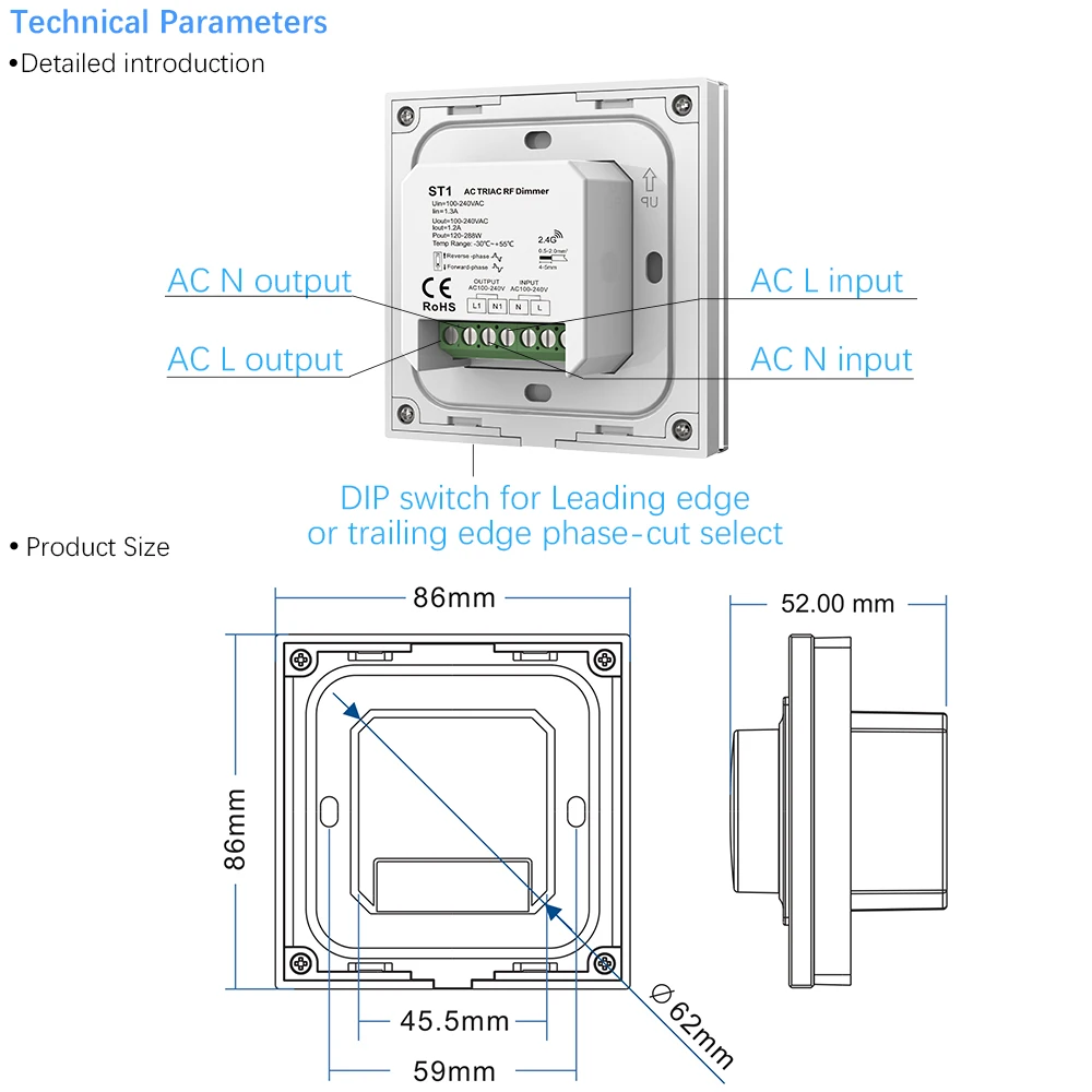 Triac диммер СВЕТОДИОДНЫЙ 220 В ЕС 230V 110V AC Беспроводной РЧ с регулируемой яркостью ручка светильник переключатель с 2,4G пульт дистанционного управления диммер для Светодиодный ламп