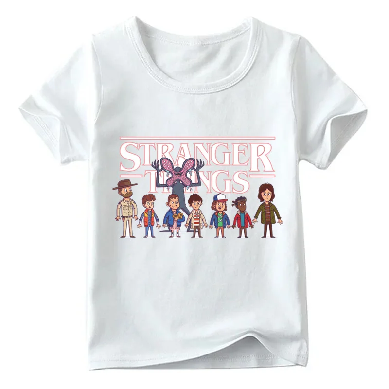 Футболка с принтом «странные вещи» для мальчиков и девочек, детские летние повседневные белые топы, Забавная детская футболка, ooo2421