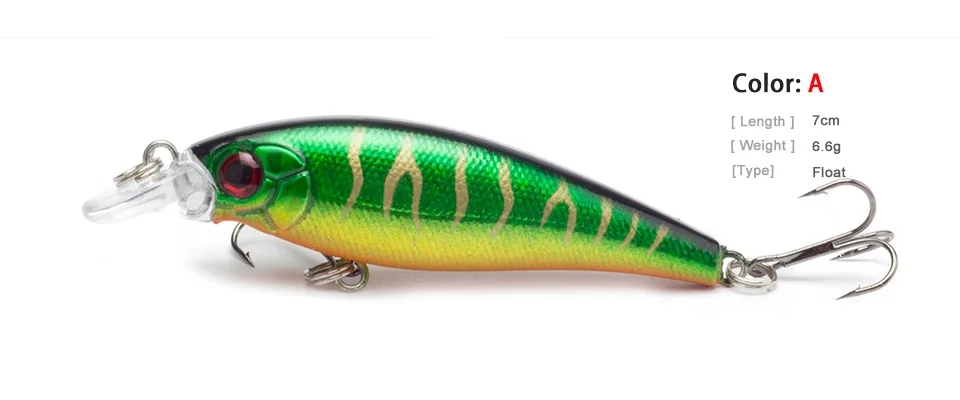 Значение C 1 шт. 7 4 см 7G SEALURER Рыболовная Приманка Minnow With6 # для рыбной ловли рыбы с