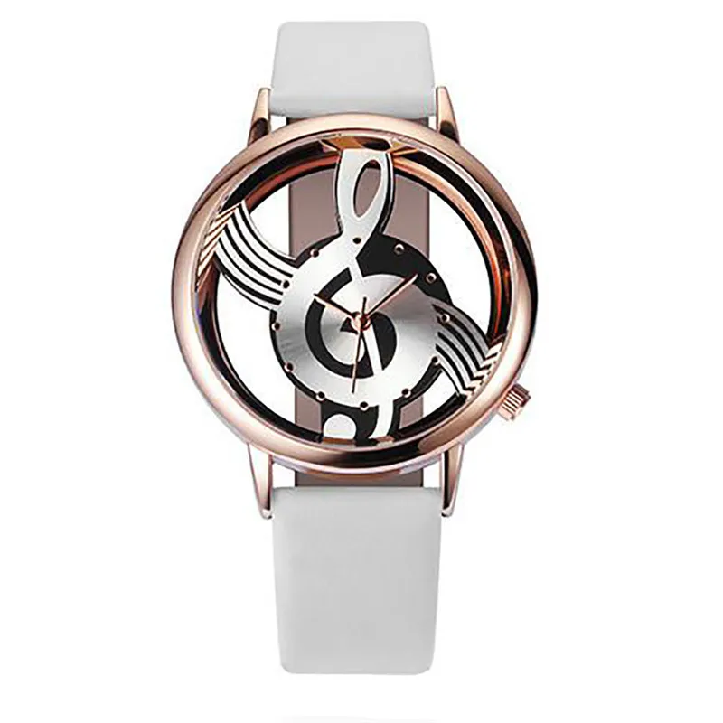 Лучшие продажи кварцевые музыкальные уникальные женские часы кожаные аналоговые полые женские золотые часы Роскошные Relogio Feminino