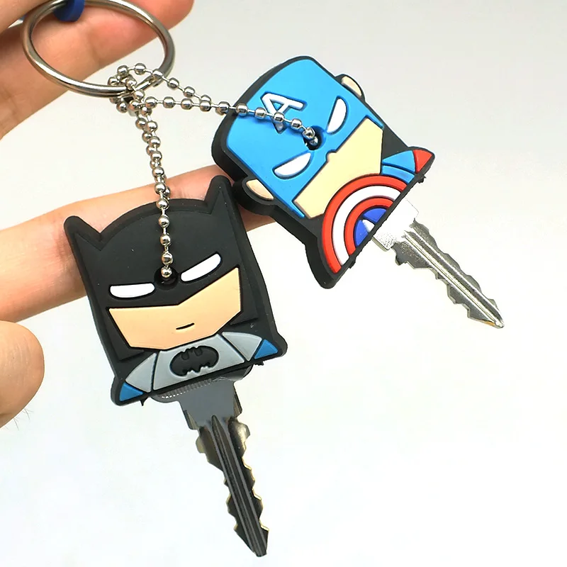 

2018 New Anime Cartoon Keychain Women Bag Car Accessory Cute kitty Garfield Mario 4cm Silicone Key Cover Key Ring Holder