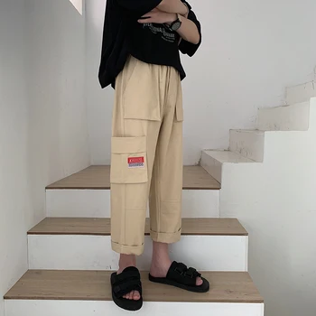 

2019 Men's Leisure Letter Printing Cotton Casual Pants Loose Trousers Active Elastic Cargo Pocket Hip Hop Joggers Sweatpants