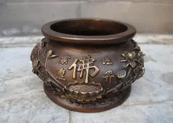 

Temple Bronze Buddhism lotus flower Buddha word Censer Incense Burner