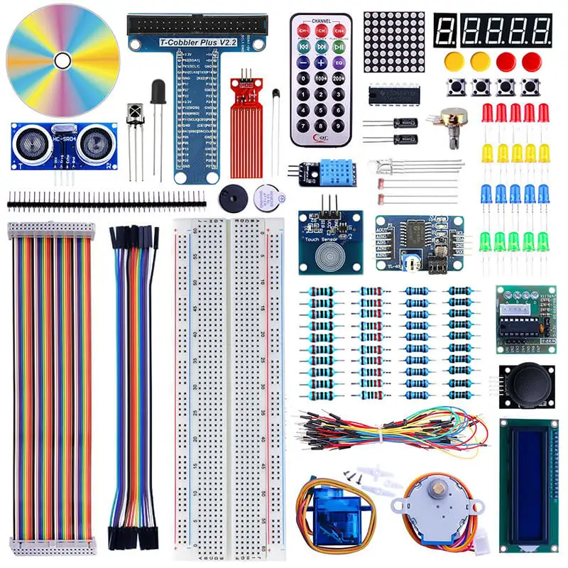 

Elecrow New 2 in 1 DIY Starter Kit for Arduino Raspberry Pi 3 Starter Kit Learning Suite LCD1602 Display SG90 Servo Relay Sensor