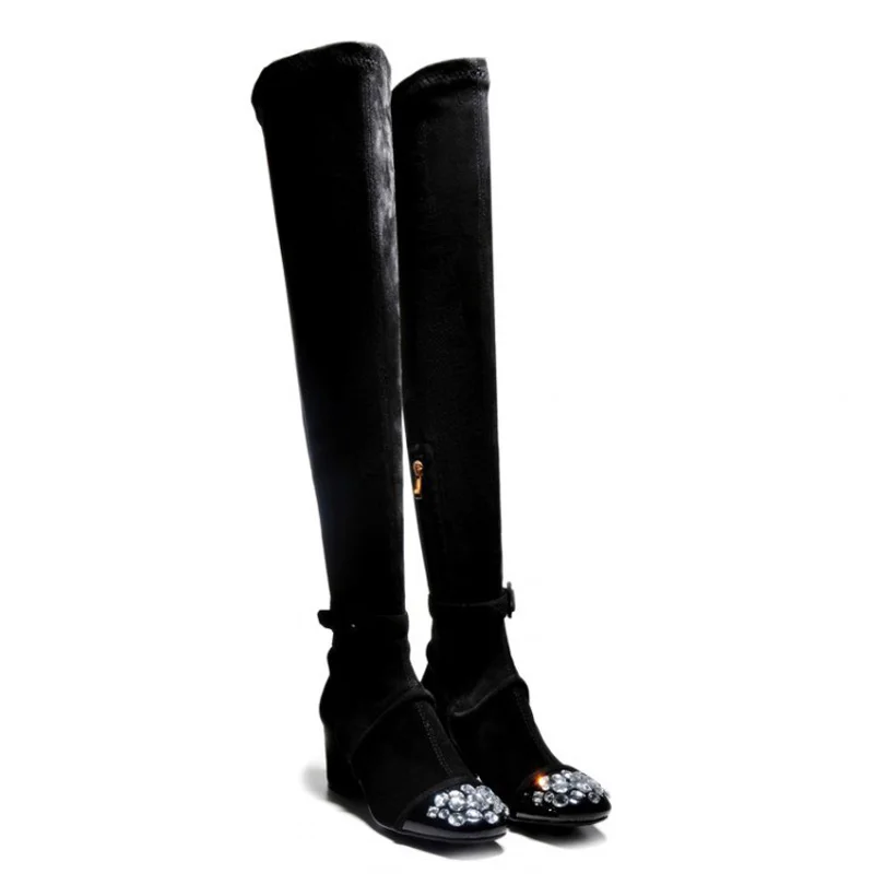 Women Boots 2016Autumn Winter Over The Knee Thigh High Suede Long Boots Genuine leather Sexy Boots botas femininas zapatos mujer