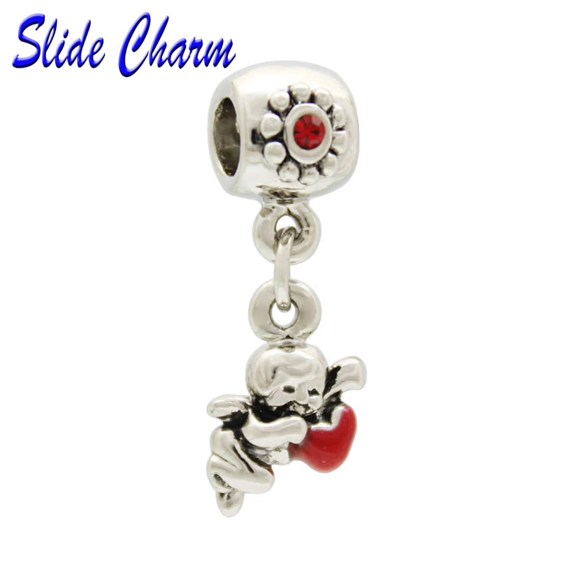 Accesorios de boutique para pulsera Pandora, joyería hecha a mano, colgante de Cupido de diamantes de imitación rojos, abalorios para bricolaje, envío gratis|fit pandora bracelet|fit pandorabeads fit pandora -