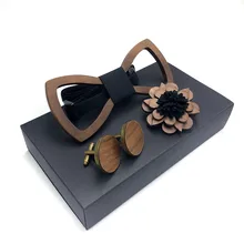 Деревянный лук галстук набор Мужская деревянная брошь и Запонки мужские Твердые из якорь очки самолет дизайн лучшие подарки для него