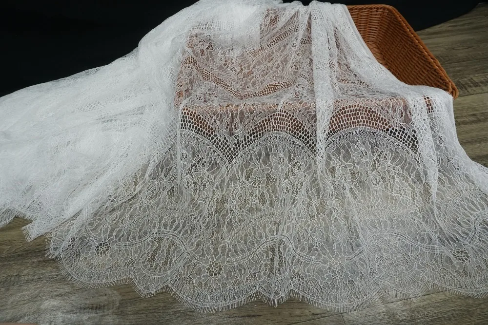 Качественная тонкая французская кружевная ткань длиной 3 метра = 1 шт.! Белый, черный цвет для изготовления женских тканей для ресниц