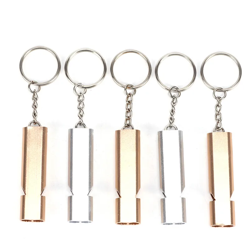 

Aluminum Alloy Double-frequency Whistle Keychain Camping Hiking Sport Accessory Tool Emergency Survival Keychain Fashion