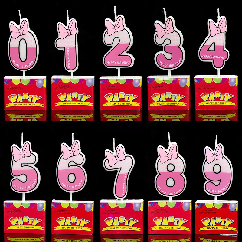 

1pcs Cartoon Minnie Mickey 0-9 Birthday Candle Cake Cupcake Toppers Kids happy Birthday Party Creative Cake Candles Party Supply