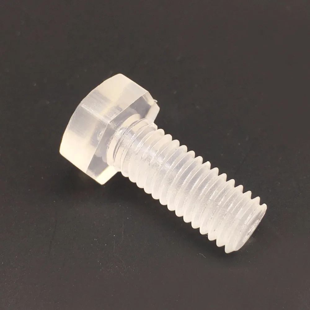 

M8x60 Hex Bolts PC Poly Screws Transparent Full Threads Metric Pack 200