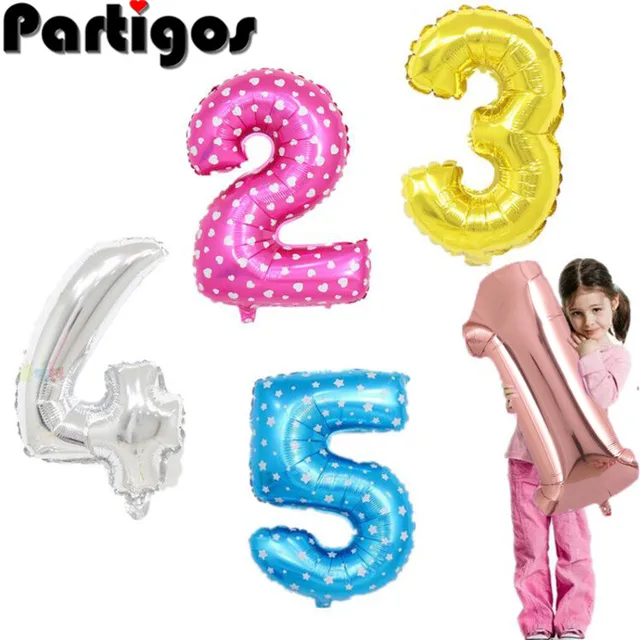 32 inch number balloon 1 2 3 4 5 Number Digit Helium foil Ballons Baby Shower Birthday Party Wedding Decor Balls Supplies