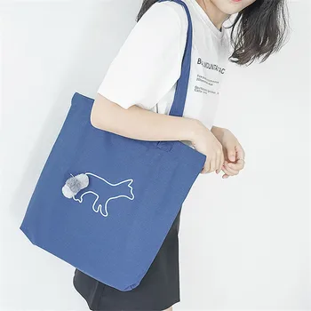 

Cute Cat Dog Rabbit Print Canvas Shoulder Bag Women Large Capacity Handbag Female Shopping Bag Summer Beach Bag for Girl BB389