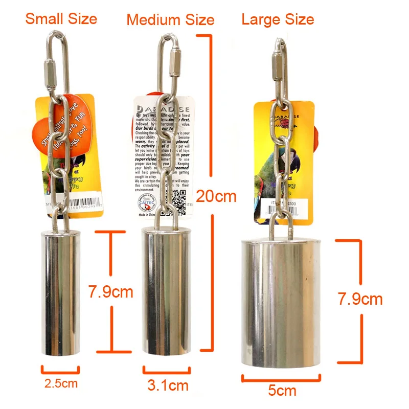 CAITEC игрушки для птиц из нержавеющей стали Колокольчик попугай клетка игрушки сделать красивый звук укусы устойчивы подходит для маленьких средних и больших птиц