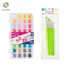 Conda 36 цветов Профессиональные однотонные краски с кистью набор основы для рисования пигмент портативный эскиз цвет художественный инструмент