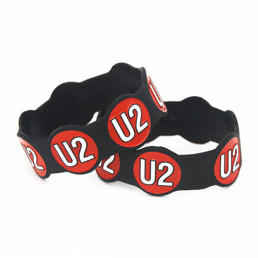 Lukeni 1 шт. Лидер продаж широкий рок-группы U2 Wristband Силикона широкий черный, красный U2 силиконовый браслет& Bangels для подарков SH203