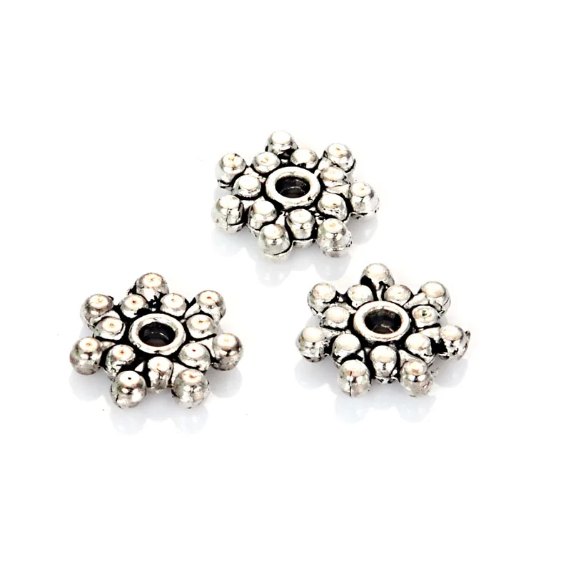 

9mm Wholesale 100 Pcs/lot Daisy Flower Spacers Bead Metal Gold Tibetan Silver Spacer Beads For Jewelry Making Hole is 2mm