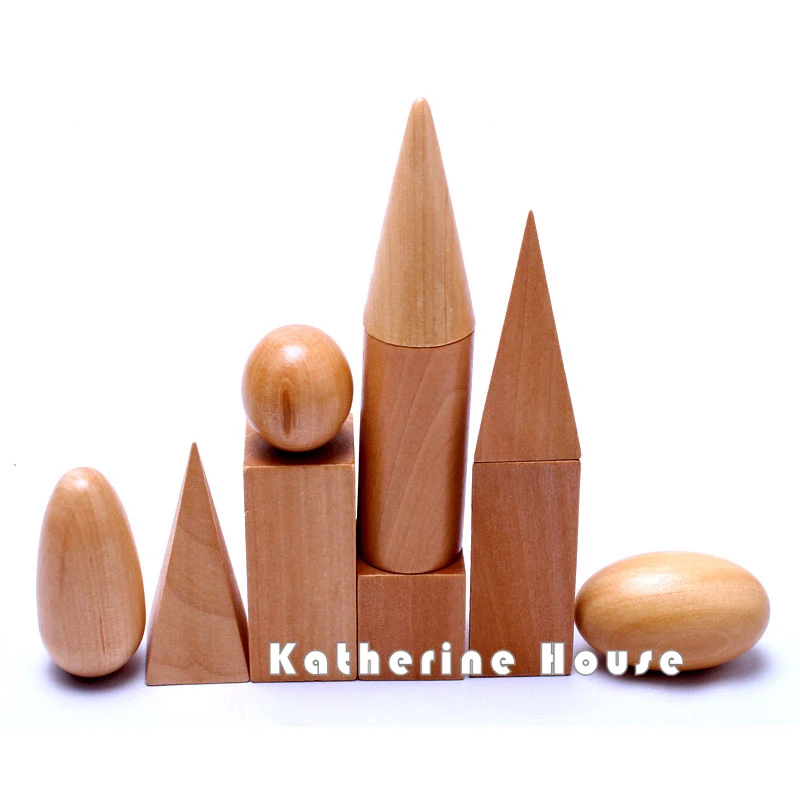Math Toys Montessori Math Geometry Blocks Wooden Learning Education