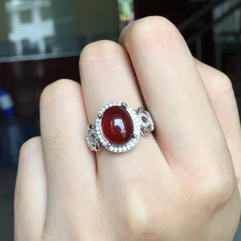 

[MeiBaPJ Fine Quality Natural Red Garnet Gemstone Trendy Ring for Women Real 925 Sterling Silver Charm Fine Jewelry