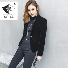 Hss0005 Для женщин маленький черный бархат пальто