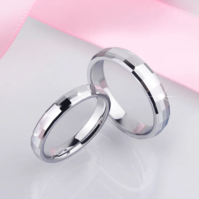 New Arrival Couples Ring Set White Tungsten Wedding Band High Polished Scratch Proof 3.2MM/4MM Man Woman Free Shipping Size 5-12