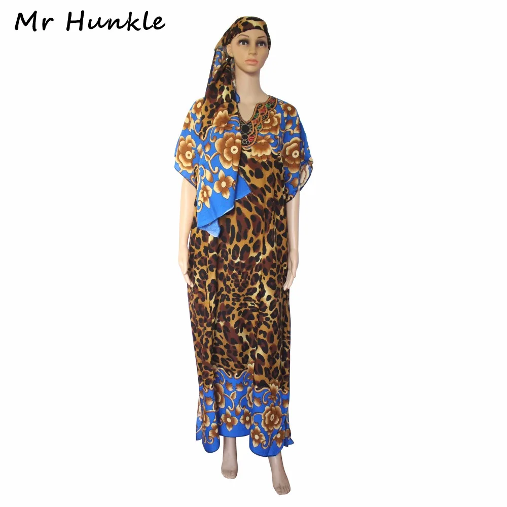 السيد Hunkle المرأة مثير ليوبارد ماكسي اللباس زهرة طباعة الخامس الرقبة الكشمير فساتين طويلة فضفاضة المرأة الأفريقية اللباس مع وشاح