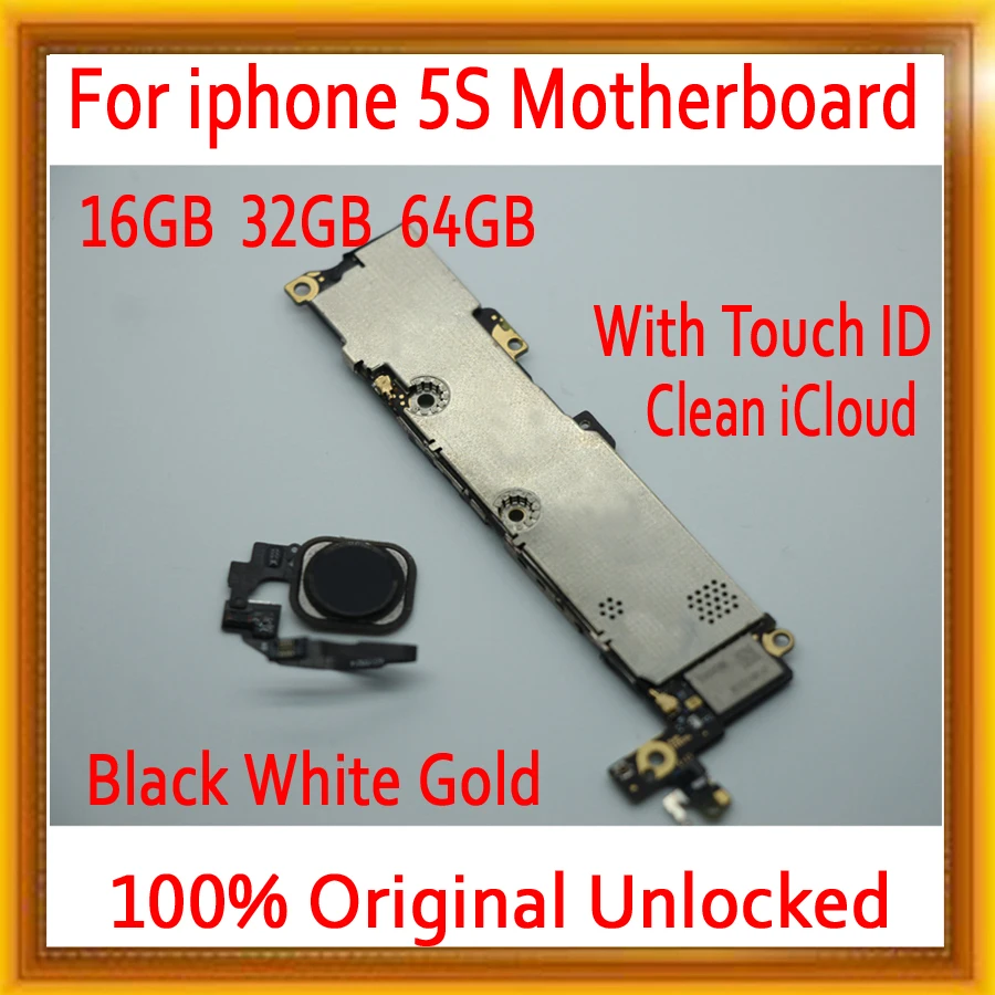 

For iPhone 5S Motherboard Original unlocked Mainboard with Touch ID,with Clean iCloud MB Plate for iphone 5S Logic boards