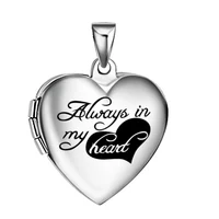Fashion Womens Always in My Heart Photo Locket Pendant,Stainless Steel Heart Pictures Locket Necklace Jewelry Includes 18 Chain 1