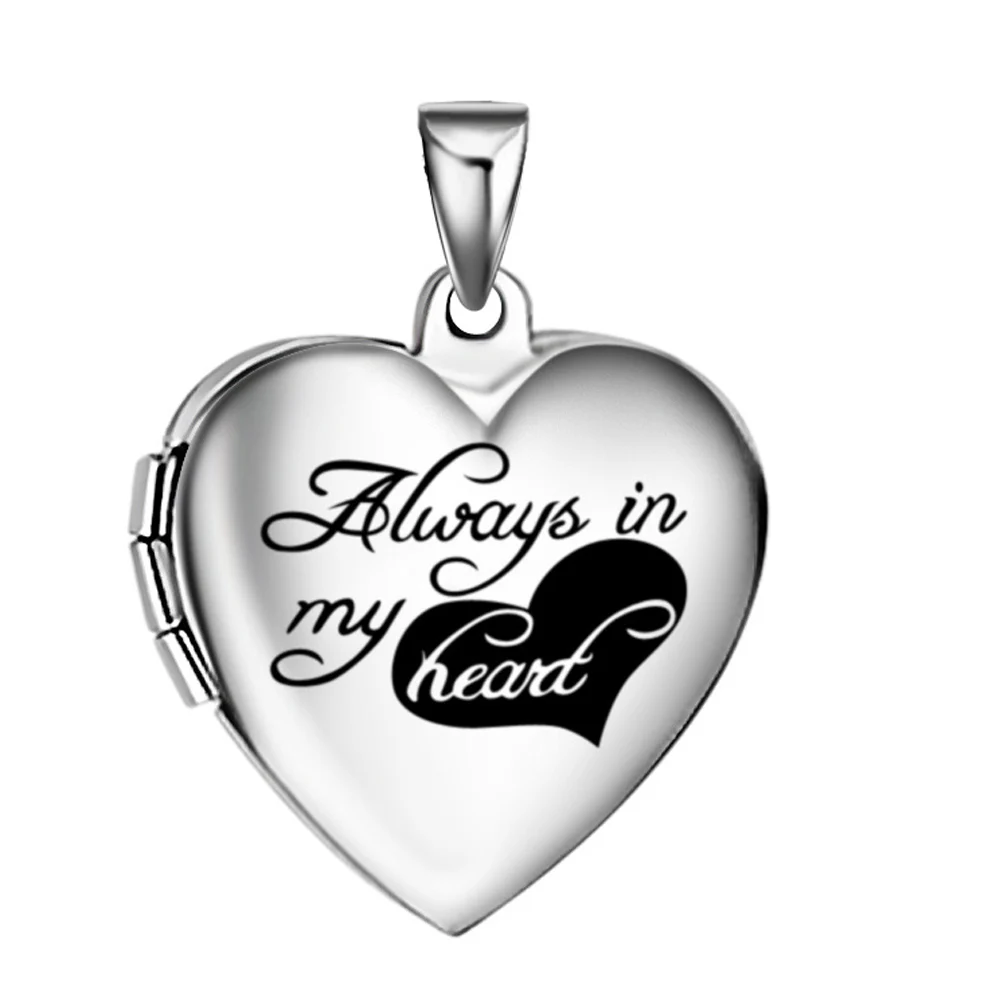 

Fashion womens Always in my heart photo locket pendant,stainless steel heart pictures locket necklace Jewelry Includes 18 chain