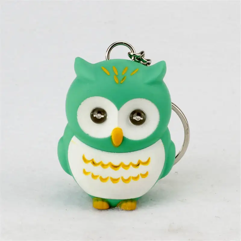 cartoon night owl font b led b font keychains font b flashlight b font sound rings