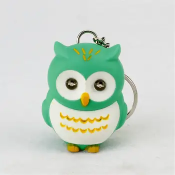 

cartoon night owl led keychains flashlight sound rings Creative kids gift toys cute cartoon sound light keychains