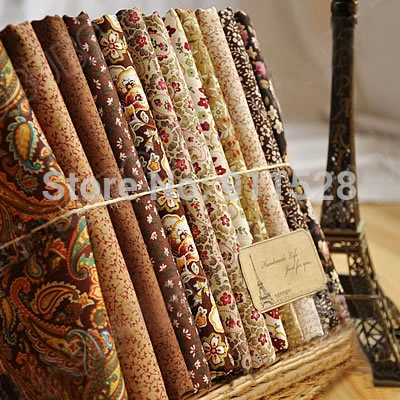 

12 Designs to Select Brown Color Vintage Cotton Quilting Poplin Fabric Patchwork Cloth 'Royal Court' Sold per Set or Half Meter