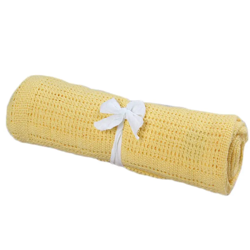 Yellow A Утепленное хлопковое полое одеяльца для новорожденных Пеленальный шарф хлопковая прозрачная накидка одеяло детское банное полотенце дышащее покрывало одеяло - Цвет: Yellow A